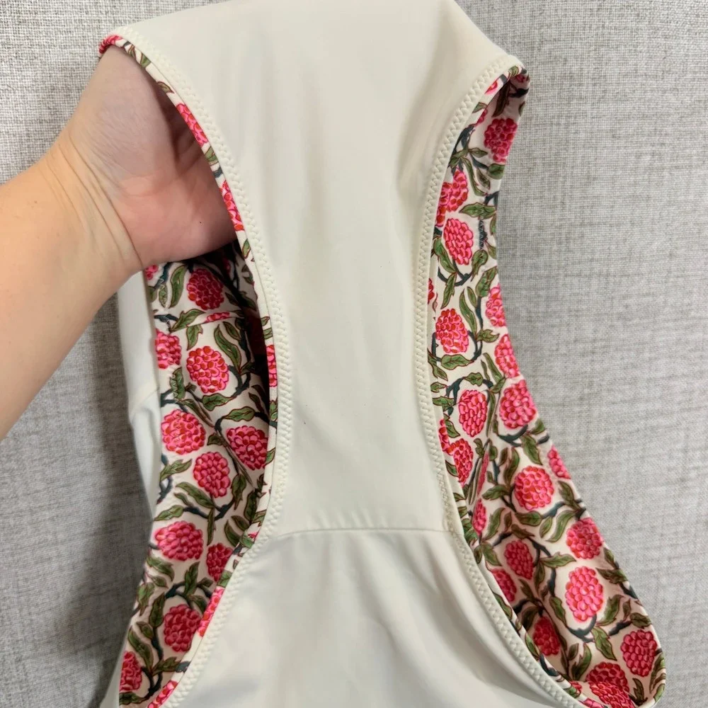 RHODE Kanika Swimsuit One Piece Floral Beaded Halter Size L $250 MSRP Resortwear